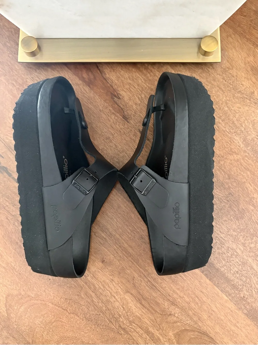 Birkenstock Black Gizeh Pappillio Platform Sandal W 7 NWOT
